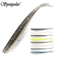 Spinpoler Soft Jerkbait Sinking Split Tail Ribbed Bait 5cm 8cm 10cm Leurre de pêche de précision Jig Drop Shot pour Truite, Black-bass, Luciole