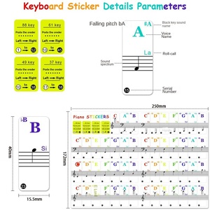 Dessin animé clavier musique carnet de croquis PVC couleur Piano ton autocollant pour électronique main rouleau Piano nouveaux joueurs autocollant décoratif - Product Image 4