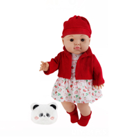 Niedliche 14 Zoll Vollvinyl-Babypuppe Kleinkindpuppe mit Gestrickter Kleidung Geschenkbox für Kinder Puppe mit Tasche