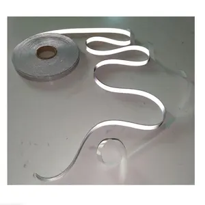 China uitstekende kwaliteit hi-viz licht zilver grijs double side reflecterende elastische stretch stof naaien op piping trim tape band