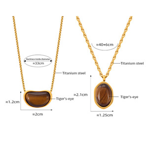 Collier pendentif en œil de tigre délicat et tendance, bijoux en or pour femmes - Product Image 4