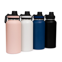 Bouteille d'eau isotherme classique portable à double paroi en acier inoxydable à large ouverture