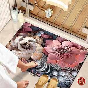 <span class=keywords><strong>Tappetino</strong></span> da Bagno in Diatomite Personalizzato con Design Floreale 3D, Lussuoso, Morbido, Antiscivolo, Assorbente, in Gomma, per Hotel e Doccia - Product Image 2