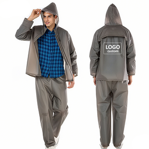 Prix bas écologique réutilisable en plastique EVA pêche équitation gris bleu adulte imperméable combinaison de pluie veste pantalon pour hommes femmes - Product Image 1