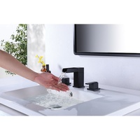 Keran Wastafel Air Terjun Modern Matte Black, Kuningan Solid, Satu Lubang, Mixer Tap Kamar Mandi, Katup Keramik Panas Dingin