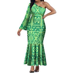 Stile polinesiano singolo Off-spalla abito da ballo a manica lunga Bodycon abito da sera donna tropicale abito da festa basso MOQ - Product Image 4