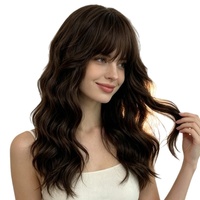 Perruque mi-longue pour femme la plus vendue sur Amazon, avec frange aérienne, texture soie rose-mate, conception intégrale