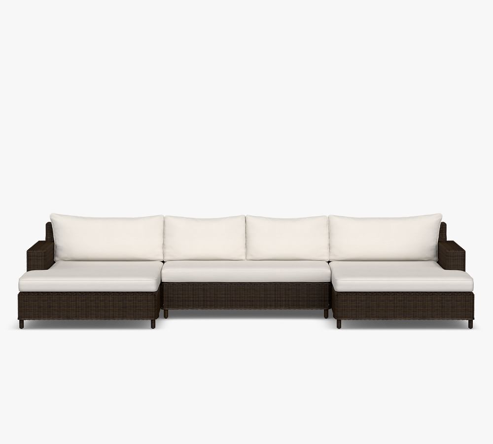 3-Piece Square Arm Loveseat Double Chaise Sofa Set outdoor wicker sofa rattan
