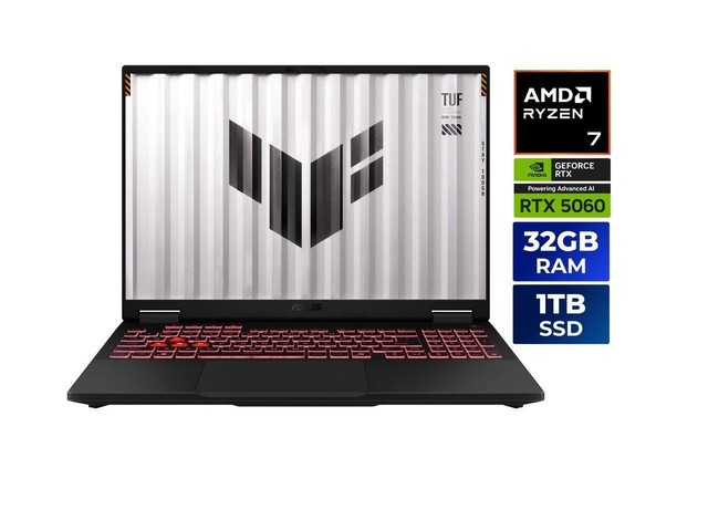 NEW 2026 EDITION A_ASUS TUF A16 RTX 5060 Gaming Laptop, 16" + 165Hz Display, AMD Ryzen NVIDIA RTX 5060, 326GB DDR5 RAM, 1TB SSD