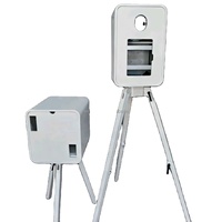 Nouvelle Cabine Photo en Bois Naturel avec Écran iPad, Imprimante et Service d'Impression en Libre-Service pour Usage Commercial, Conception Extérieure Ouverte