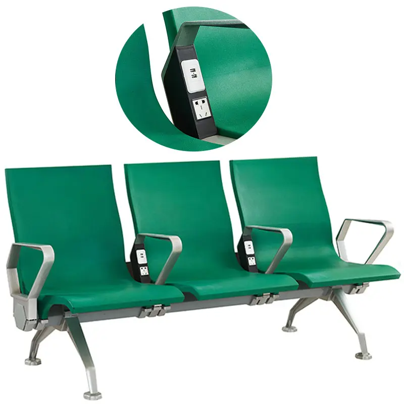 Custom Color Optional PU Foam 2/3/4/5 Seats Station Airport Metal Waiting Chairs Seat With USb Charger Airport Chair