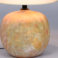 Lampe de table LED en céramique de style farmhouse vintage, abat-jour en tissu multicolore écologique, éclairage ambiant chaud pour chambre à coucher et salon rustique