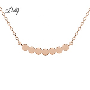 Pequeño círculo redondo barra colgante collar minimalista adornado con cristales de Swarovski Daisini plata 925 joyería de mujer - Product Image 6
