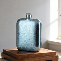 Gourde de poche en titane pur de qualité alimentaire 170 ml, ultralégère, 6 oz, pour whisky, portable, pour le camping en plein air, bouteille à vin et à alcool