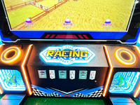 Machine de jeu électronique de course de chevaux en plastique à monnayeur pour 3 joueurs, personnalisable en anglais, pour parcs d'attractions et salles d'arcade