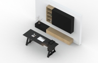 Ensemble de mobilier de bureau haut de gamme ATWOKA, bureau de direction en bois avec armoire murale et rangement bas