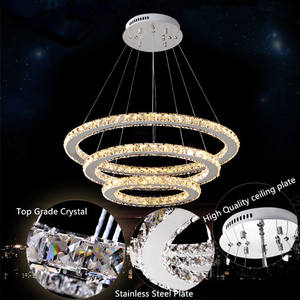 Zeal Lighting Anillo de cristal plateado Anillo LED Candelabros Accesorio Luz circular LED moderna utilizada para techo - Product Image 4