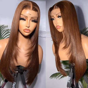 Perruque de cheveux brésiliens pré-colorée à installation rapide fermeture de dentelle sans colle <span class=keywords><strong>coupe</strong></span> de cheveux en couches inspirée pré-<span class=keywords><strong>coupe</strong></span> transparente nouvelle génération - Product Image 2