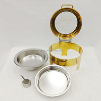 Lefeng Réchaud de buffet rond en acier inoxydable doré de luxe, prix spécial, avec grand couvercle en verre, pour maintien au chaud des soupes et aliments
