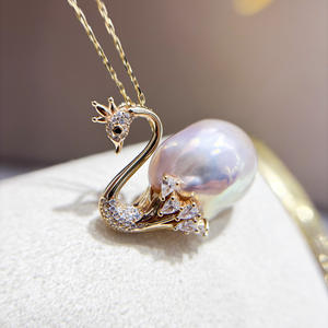 31477DIY S925 Silver Pendant with 12-15mm Different Pearls Empty <b>Stand</b> <b>Gold</b>/Silver Swan Accessory for DIY Charms - Product Image 4