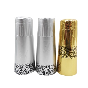 34*120mm Champagner kapsel Schwarz Gold Silber Farbe Geprägtes Logo Aluminium kapsel für Sekt flasche - Product Image 5