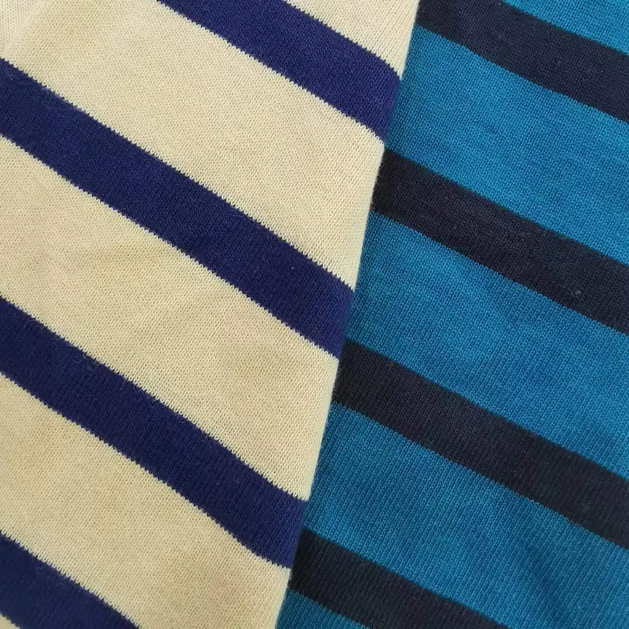 Çin tekstil iplik pamuk oto çizgili 1*1 kaburga örme giyim malzemesi kumaş