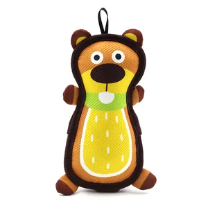 New pet products wholesale tough oxford printed big tail cute beaver stuffed squeaky dog chew toys