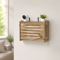 Boîte de rangement murale de luxe en bois pour routeur Wi-Fi avec logo personnalisé, plateau Wi-Fi en bois
