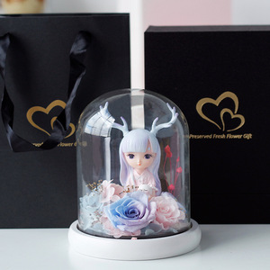 2026 Deer Girl Rose éternelle dégradée sous cloche en verre, Ornement cadeau Saint-Valentin, Vente en gros - Product Image 2