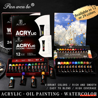 Ensemble de peinture à l'aquarelle 12/24 couleurs (12 ml, 0,4 oz) - Pigments riches, peinture à l'huile vibrante non toxique, ensemble de peinture acrylique pour artistes professionnels