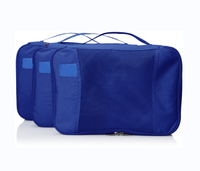 Ensemble organisateur de bagages de voyage haut de gamme OEM personnalisé 3 pièces grand cube d'emballage noir en usine avec logo à fermeture éclair tendance inclus