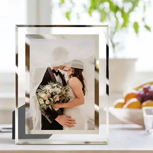 Customized Crystal Glass Gold Photo Frame 8x10 Picture Frame Glass For Tabletop Display Vertical Or Horizontal