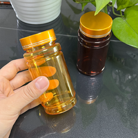 Flacon à pilules en plastique de qualité alimentaire, écologique, personnalisé, à marque privée, orange et or, vide, pour capsules et médicaments