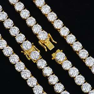 Collares de Moda Vvs Hiphop con Hebilla, Chapados en Oro, de 6mm, con Racimo de Moissanita, de Plata de Ley 925, para Mujer - Product Image 3