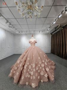 Robes de soirée et de bal Jancember 9939, rose, à fleurs, épaules dénudées - Product Image 2