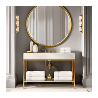 Meuble-lavabo rectangulaire moderne en marbre naturel et acier inoxydable de 48 à 72 pouces pour hôtel, à poser au sol, avec lavabo intégré