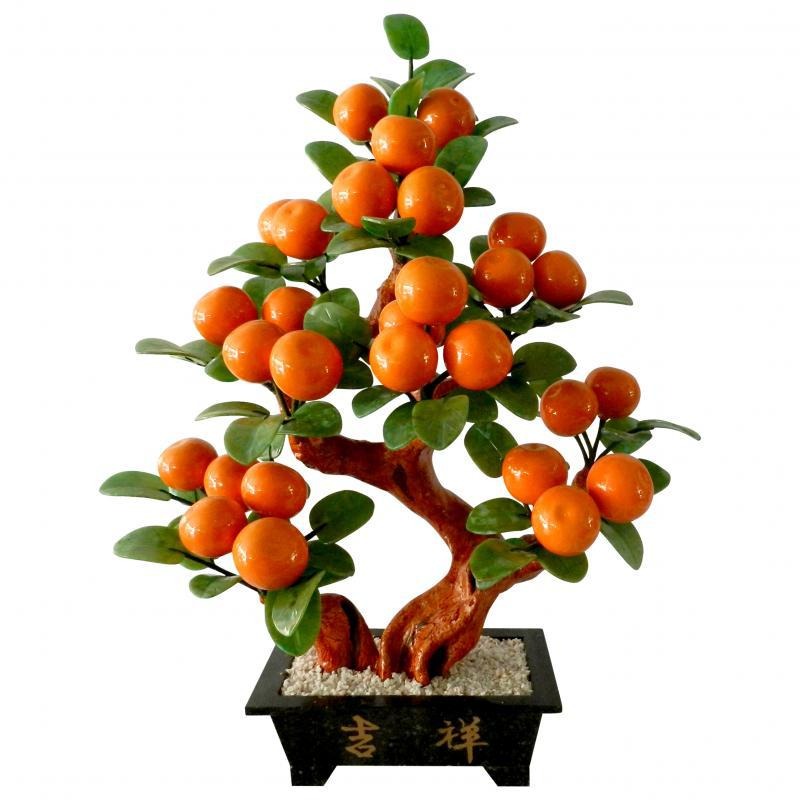 Simulation Tree Feng Shui Jade Carved Orange Tree Bonsai Chinese Style  Decoration for Wealth and Luck Living Room TV Cabinet| Alibaba.com