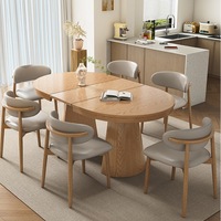 Table à manger ovale en bois massif pliable et extensible de style nordique de luxe pour petits appartements