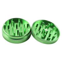 Broyeur à herbes en métal noir à 2 couches de 50 mm en alliage d'aluminium pour tabac avec logo personnalisé – Vente en gros