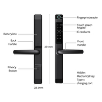 Cerradura Inteligente para Puerta Corredera de PVC para Hotel, con Aleación de Aluminio, IP65 Impermeable, Tuya BLE WiFi APP, Huella Dactilar, RFID, Contraseña, TTLock