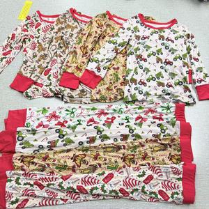 Pyjama Bébé Garçon Imprimé Noël en Tissu Tricoté Spandex Bambou Décontracté, Ensemble Jogging Manches Longues de Haute Qualité, Boîte Mystère Colorée - Product Image 1