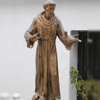 Esculturas de jardín de San Francisco de Asís de bronce de fundición hechas a medida, decoración al aire libre, Iglesia de San Francisco de Asís con Lobo y cabra