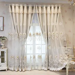 Sunny Textile European-style Double-layer Thickened Black-out Cloth Yarn One-piece Finished Living Room Curtain