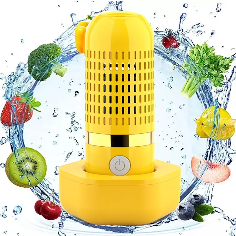 Waterproof Steel and Stainless Capsule Wireless Fruit and Vegetable Purifier Food Cleaner with OH-ION Purification Tech