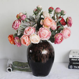 Bouquet de fleurs de pivoine artificielles en soie, haute simulation, style vintage, pour la décoration de la maison et des mariages - Product Image 1
