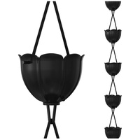 Chaîne de pluie en métal Oniya de 8,5 pieds, résistante à la rouille, revêtement noir en poudre, fonctionnelle, remplacement de gouttière pour jardin
