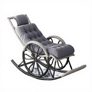 Fauteuil à bascule et chaise longue d'extérieur <span class=keywords><strong>Kingpower</strong></span> en rotin moderne, pliable, en tissu, pour adultes, idéal pour la sieste, la détente, la chambre, le balcon, la salle à manger, le parc - Product Image 4