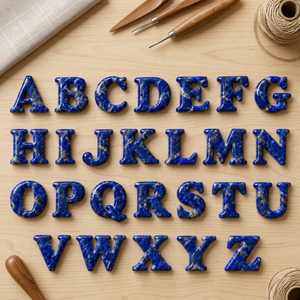 Letras del Alfabeto de Lapislázuli para Joyería, Gemas Minerales Azules Pulimentadas con Vetas Blancas Doradas, Tamaños de 5mm-30mm, Origen AF - Product Image 3