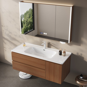 Modern solid wood intelligent defogger hot curved integrated basin wash basin cabinet wash basin - Product Image 5