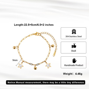 Chevillères d'été de plage en acier inoxydable de qualité supérieure avec breloques coquillages et étoiles, chaîne à maillons polie, bijoux chics et élégants pour femmes - Product Image 4
